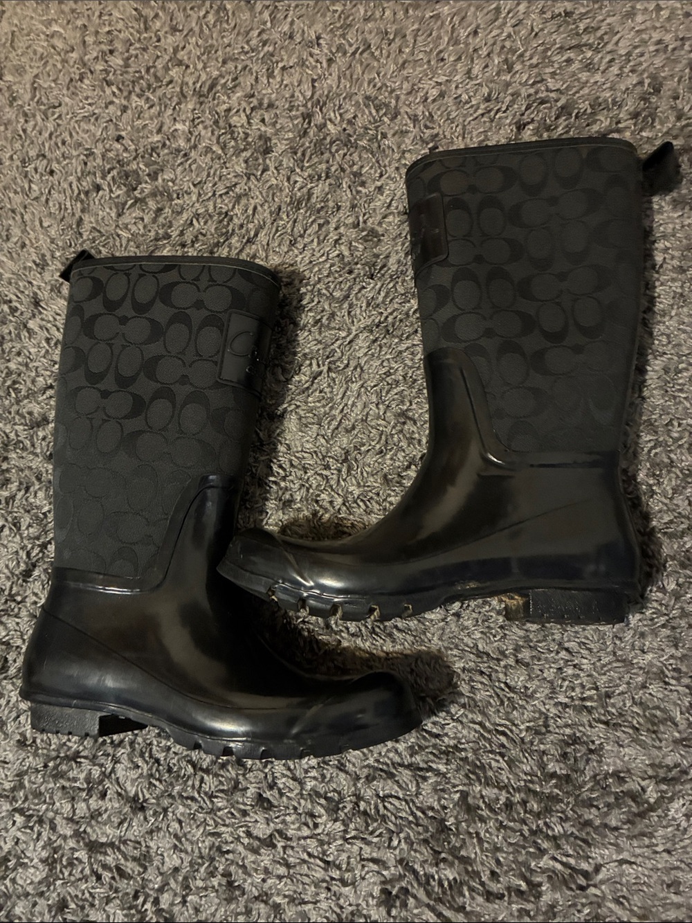 Black coach rain boots